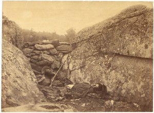 “Home of a Rebel Sharpshooter” (Alexander Gardner, Gettysburg)